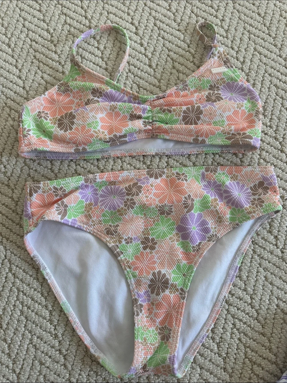 Roxy Girls Floral Bikini in Peach, Green & Lavender